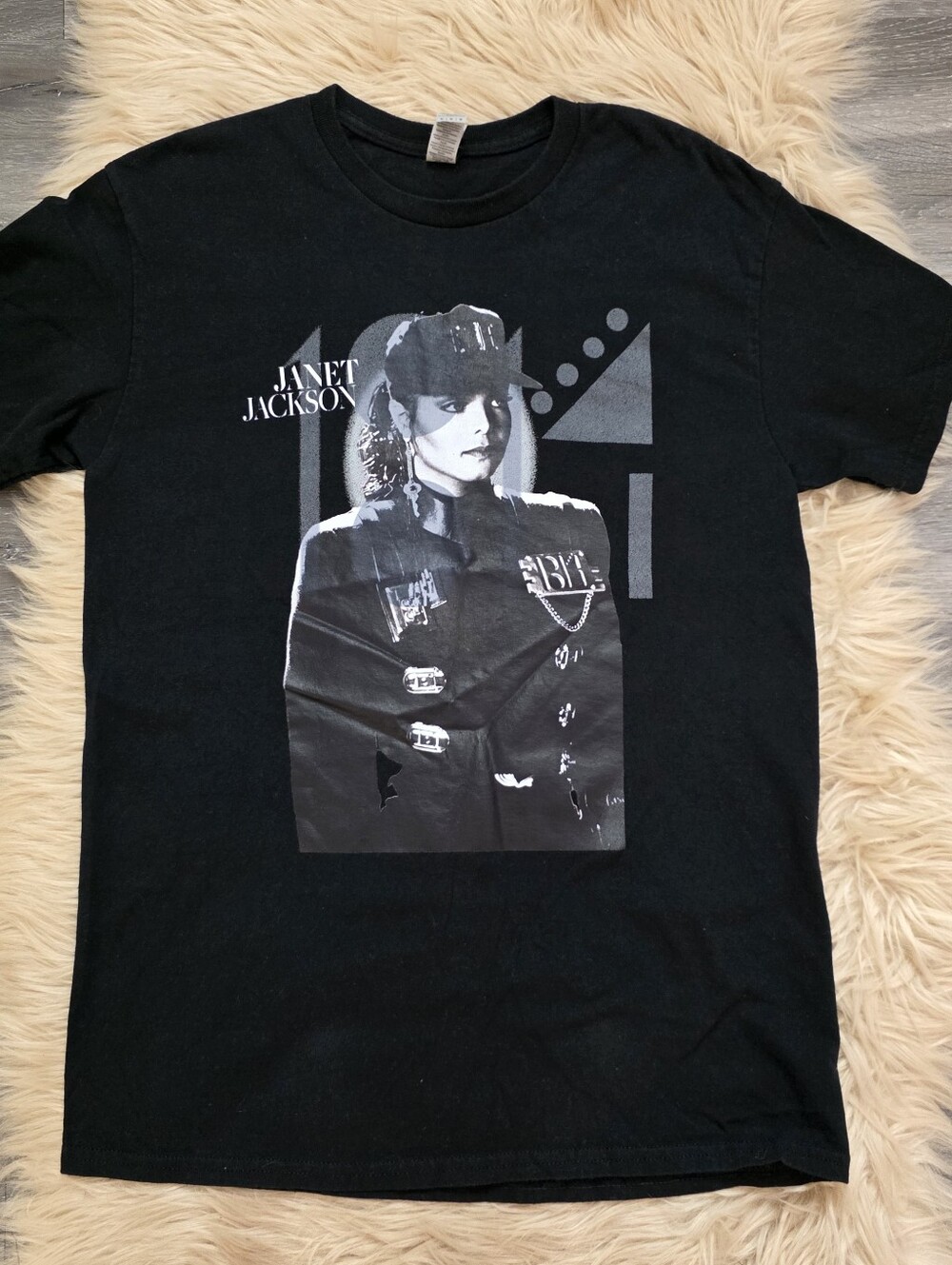 Janet Jackson Black Gildan Heavy Cotton Short Sleeve Graphic Tee Unisex Medium